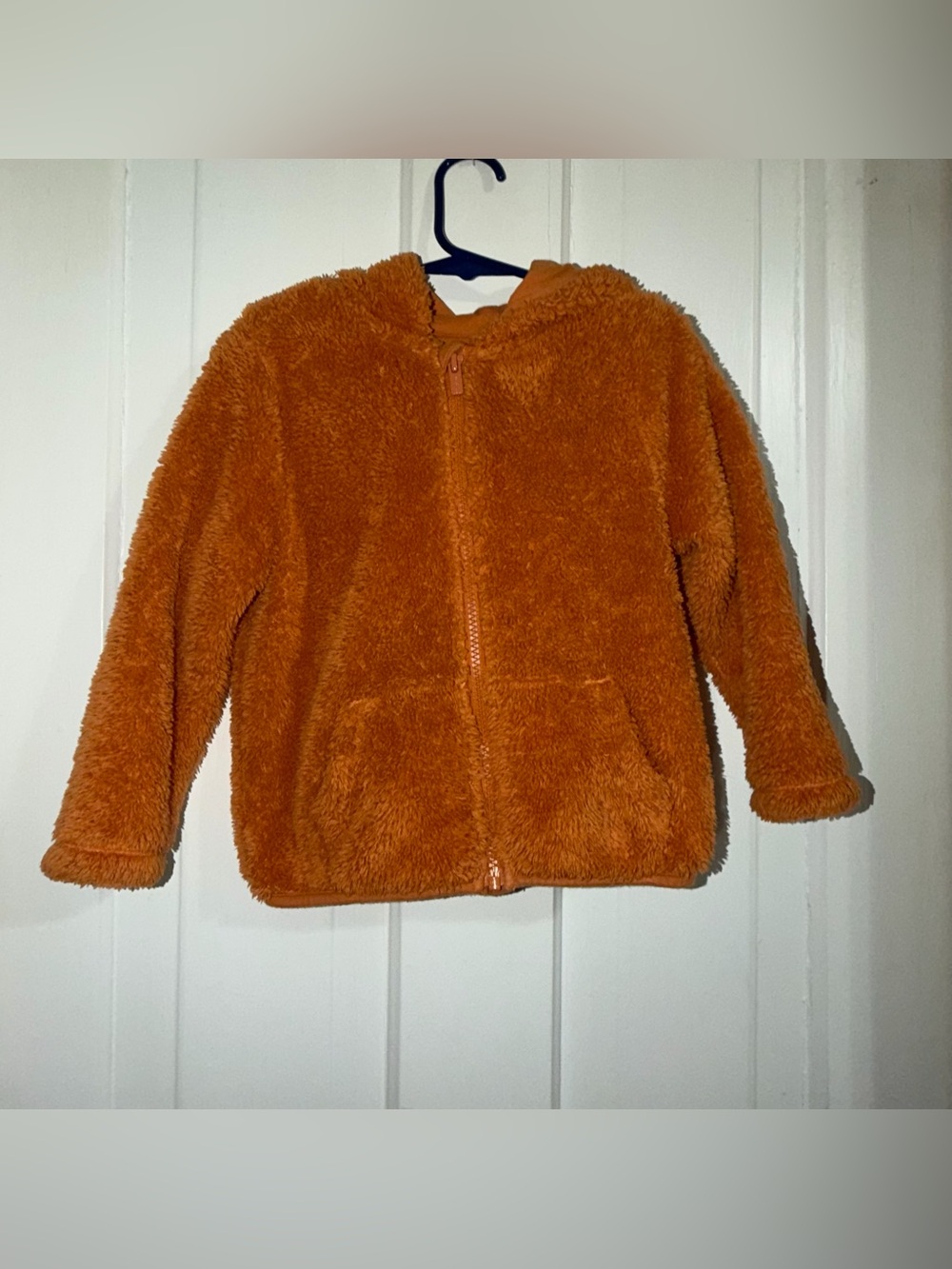 Boys girls toddler 4T Old Navy Orange Plush Kids Hoodie with Sherpa Lining fox - Picture 2 of 5